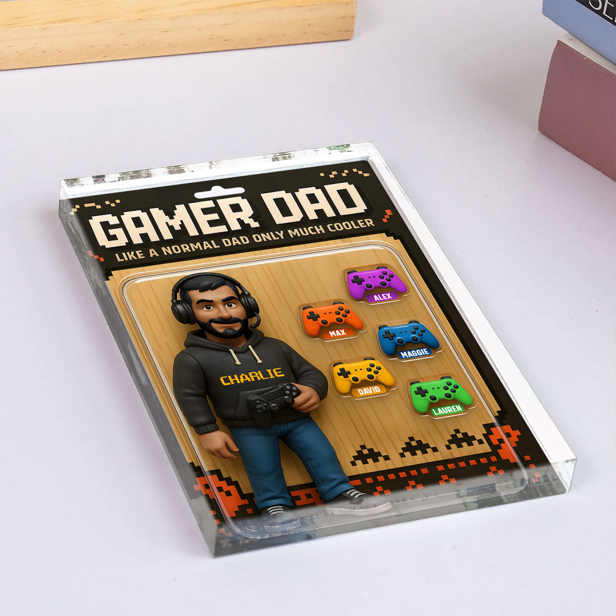 Gamer Dad Cooler 3D Effect - Personalized Acrylic Block Plaque - Gift For Husband Dad