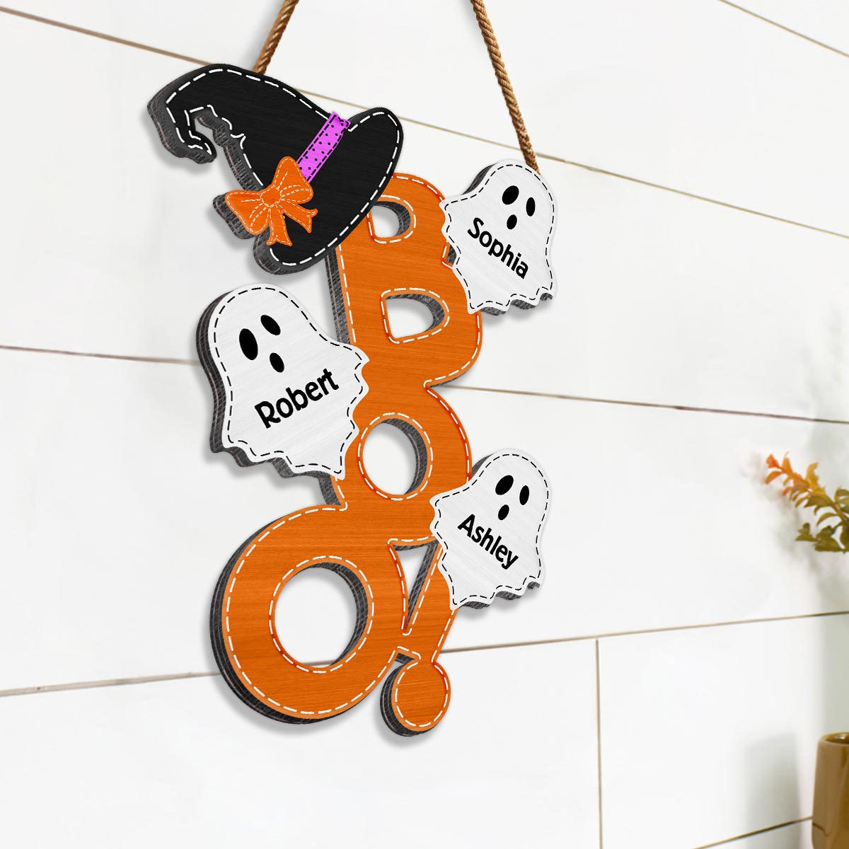 BOO Family Halloween Personalized Wood Sign, Halloween Decoration