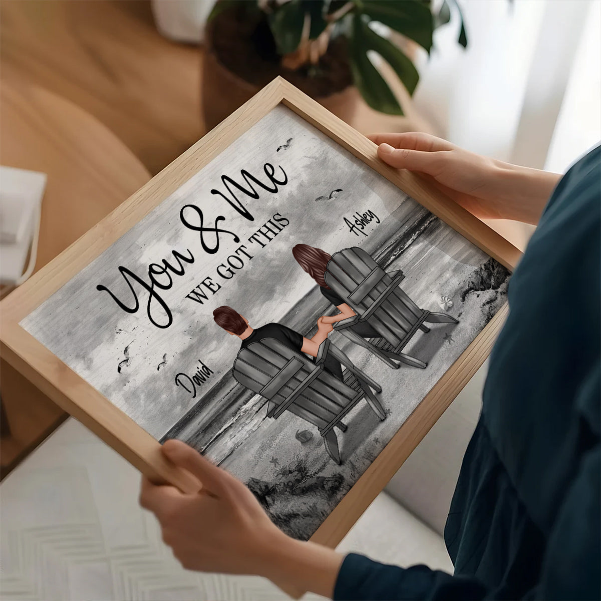 You And Me Eternal Love Beach Landscape Monochrome Personalized Poster, Heartfelt Gift For Him, For Her, Husband, Wife