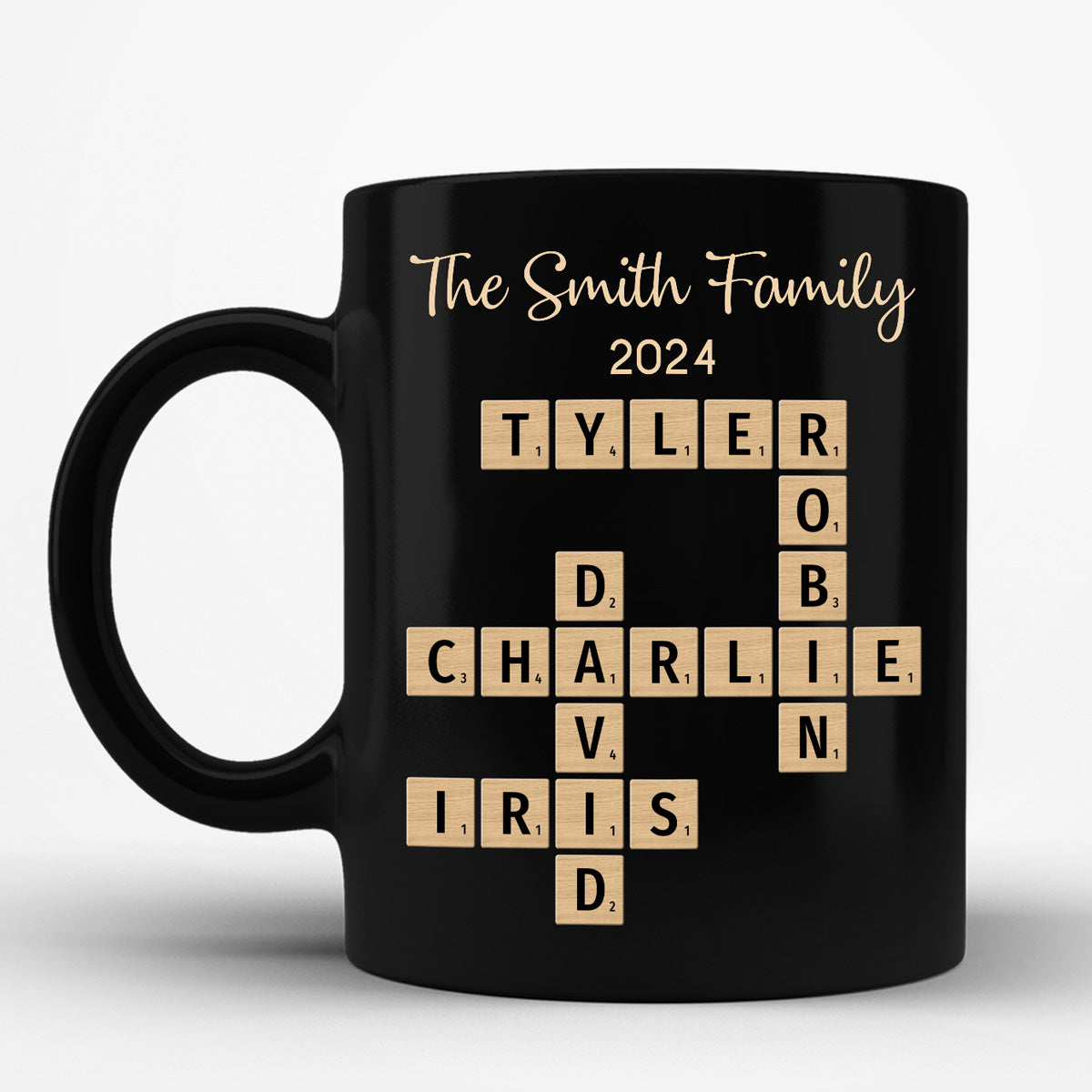 Family Forever Linked Together Crossword Puzzle Art Personalized Mug, Gift For Brothers, Sisters, Siblings, Family