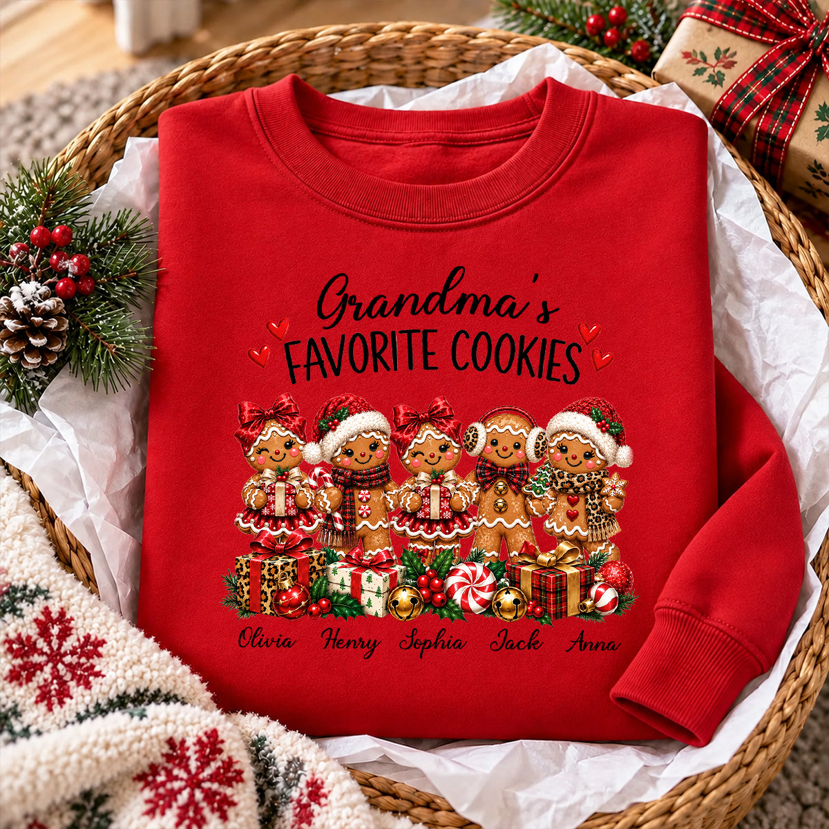 Grandma's Favorite Cookies Gingerbread - Personalized Shirt - Thoughtful Christmas Gift for Grandma