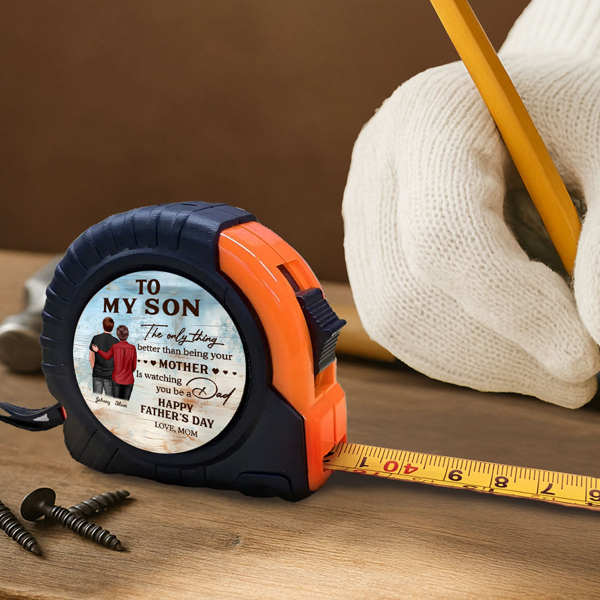 To My Son From Mom Happy Father's Day Personalized Tape Measure| Heartfelt Father's Day Gift For Son