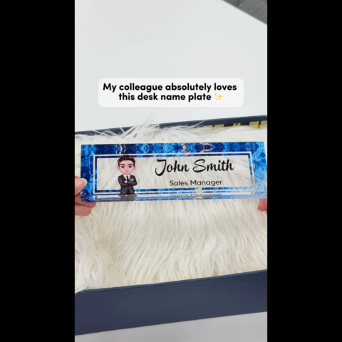 Marble Design Personalized Acrylic Desk Name Plate, Office Desk Decor, Gift For Boss, PhD, Teacher, Colleagues, Coworkers