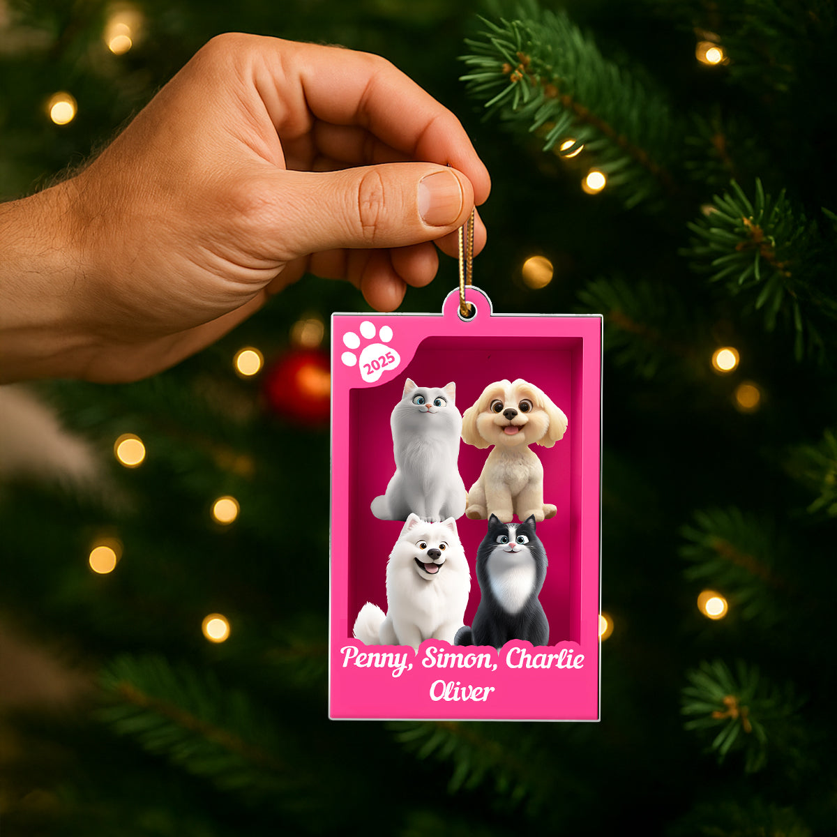 Cute Pet In Toy Box - Personalized Acrylic Ornament - Christmas Gift For Dog Cat Lovers