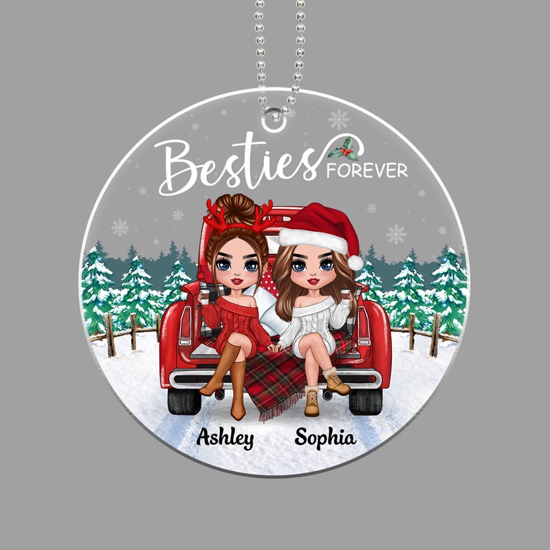 Christmas Truck Best Friends Sister Personalized Acrylic Ornament