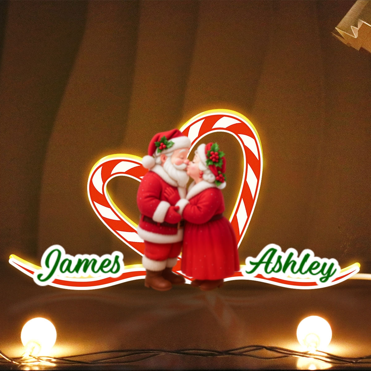 Santa Couple Growing Old Together - Personalized Light Box - Christmas Gift For Couples