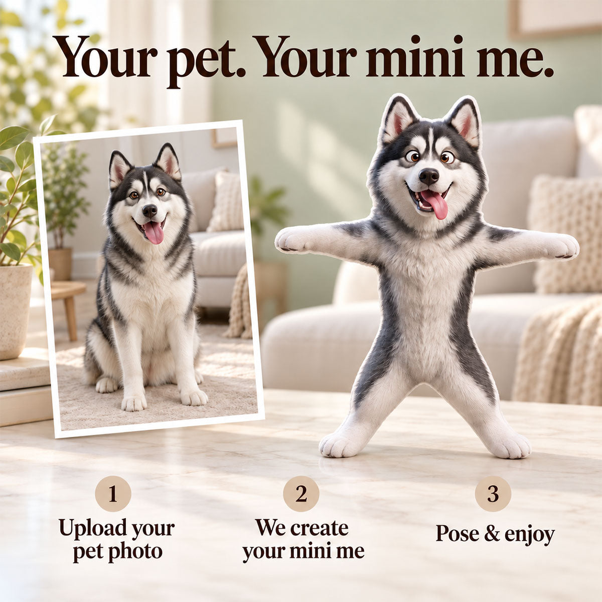 Custom Dog Cat Mini Me Plush from Photo - Personalized Flush Toy - Funny Christmas Gift for Dog Cat Lovers, Pet Mom, Pet Dad Gift