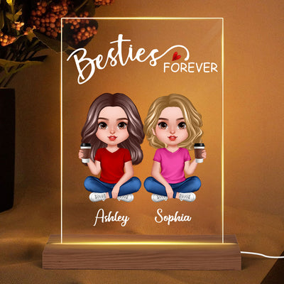 Doll Besties Sitting Realistic Personalized Acrylic LED Night Light
