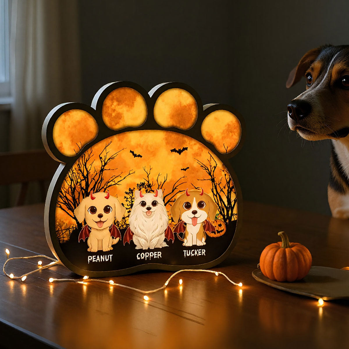 Spooky Halloween Theme Dog Paw Personalized LED Light Box