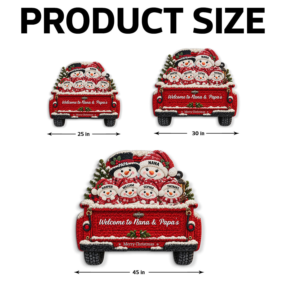 Christmas Cute Snowman Family On Truck 2D Flat Printed - Personalized Doormat - Christmas Decor For Family, Grandparents