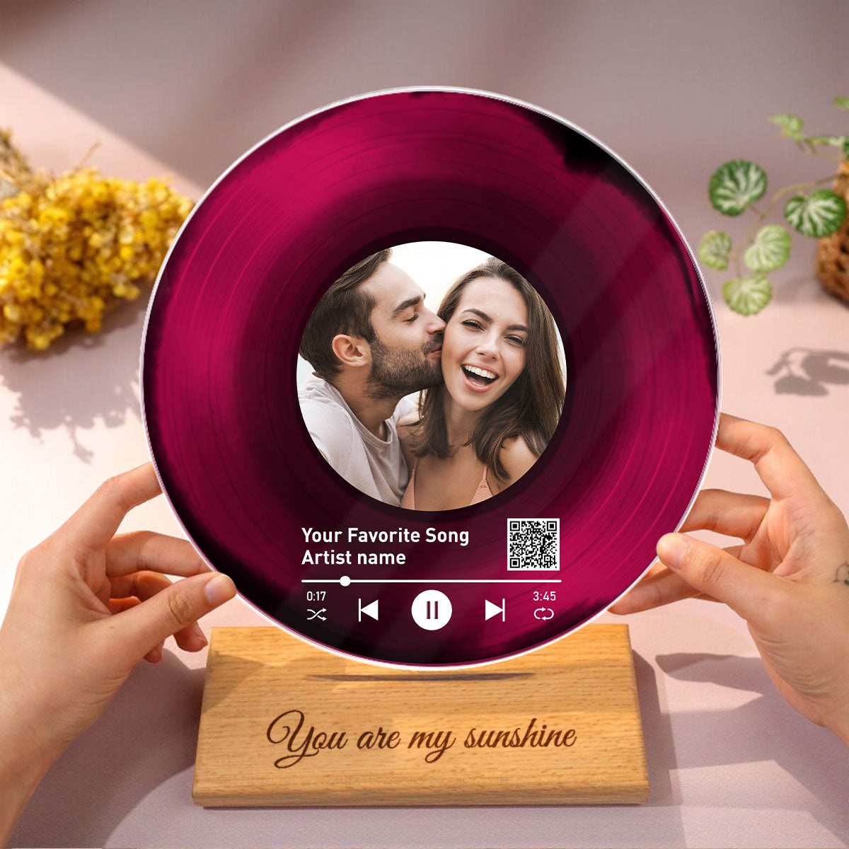 Personalized Vinyl Record with Photo, Scannable QR Code Acrylic Song Plaque, Anniversary  Birthday Gift for Her Him