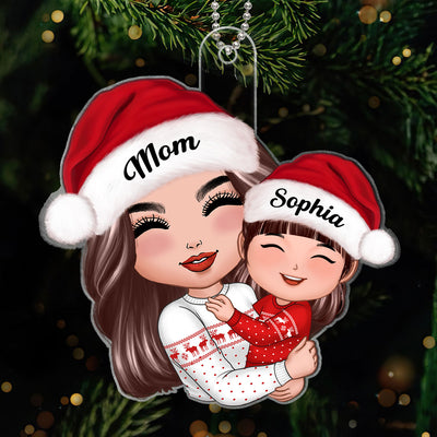Doll Mom Hugging Kid Christmas Gift For Daughter Son Personalized Acrylic Ornament