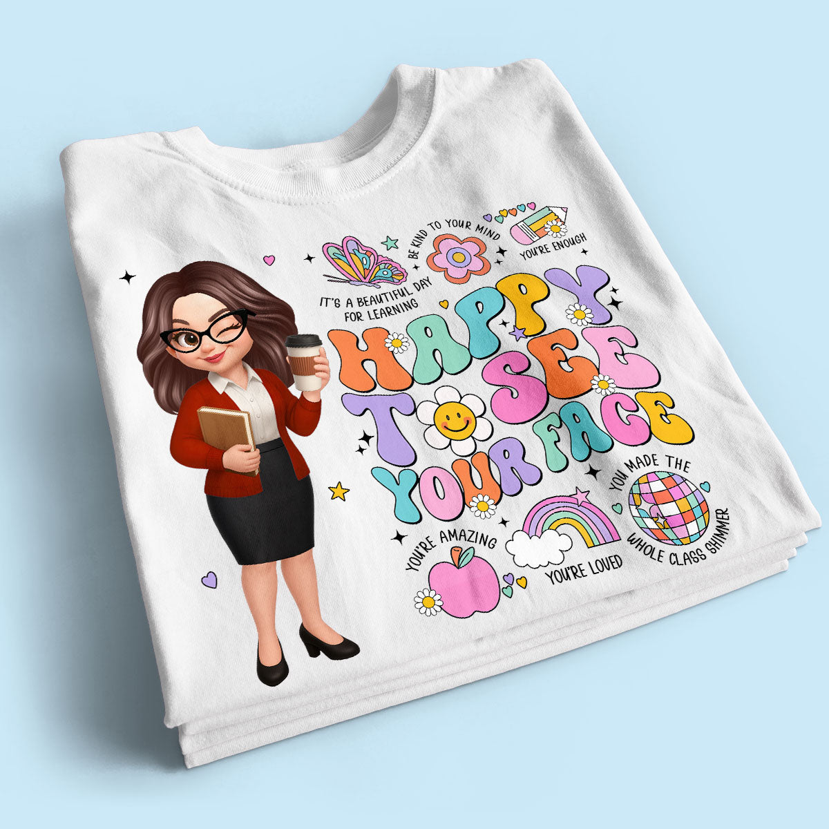 Happy To See Your Face Groovy Retro Persomalized Shirt, Back To School Shirt For Teachers