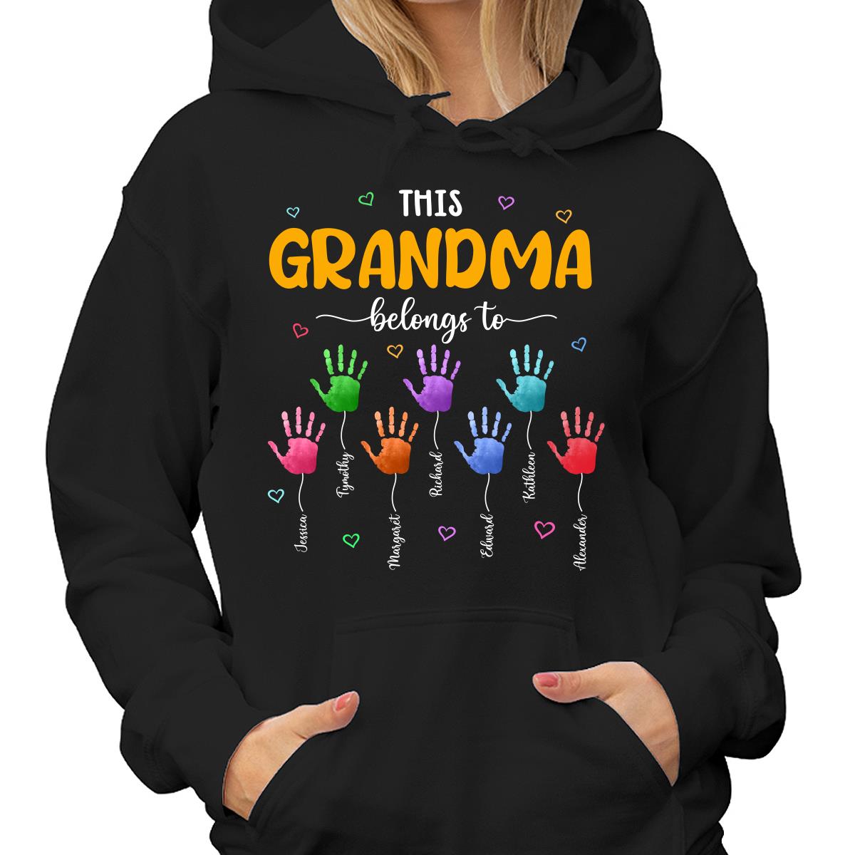 This Grandma Belongs To Colorful Hand Print Personalized Shirt