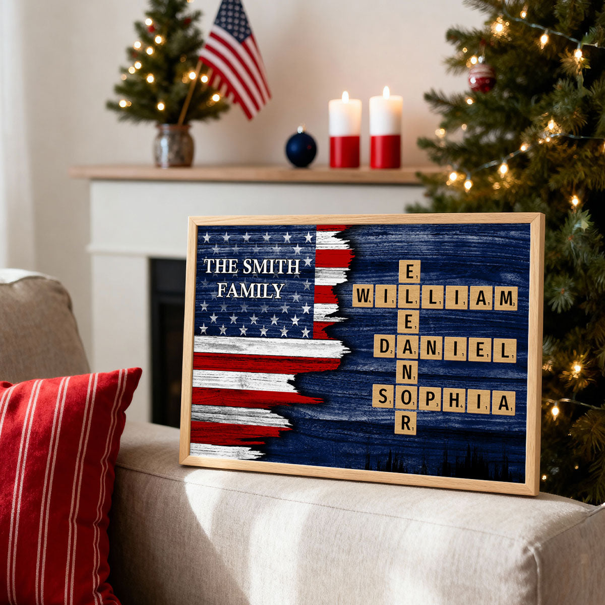 Half Nation Flag Pride Family Crossword Puzzle Art - Personalized Poster - Gift For Family