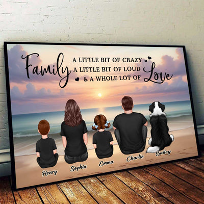 Family Whole Lot Of Love Realistic Beach Landscape – Treasured Forever Personalized Poster