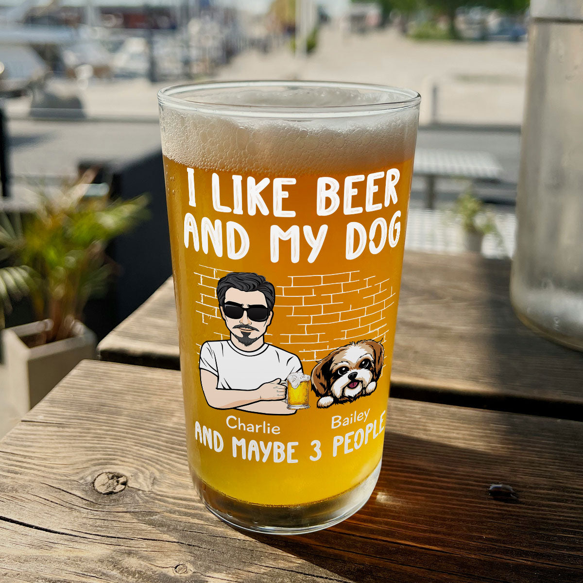 I Like Beer & My Dog Dog Lover Beer Lover Gift Personalized Beer Glass