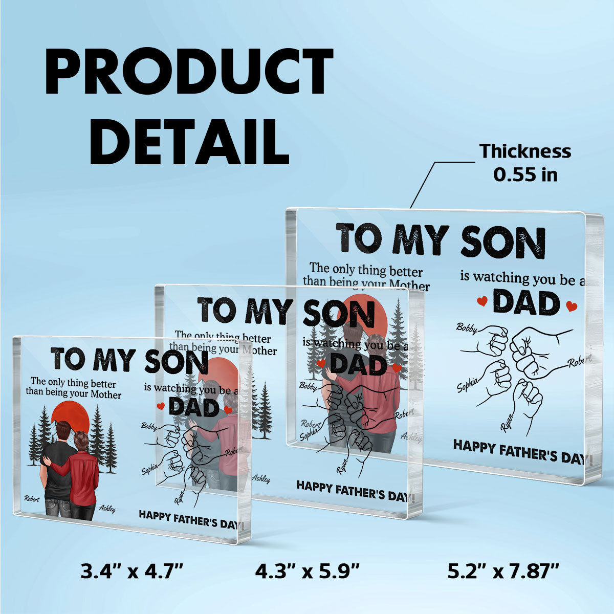 Retro Vintage Sunset To My Son Watching You Be A Dad - Personalized Acrylic Block Plaque - Father's Day Gift For Son