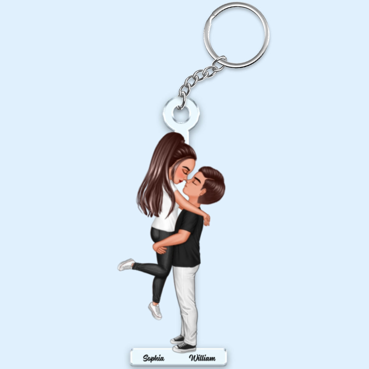 Doll Couple Hugging Kissing Personalized Acrylic Keychain