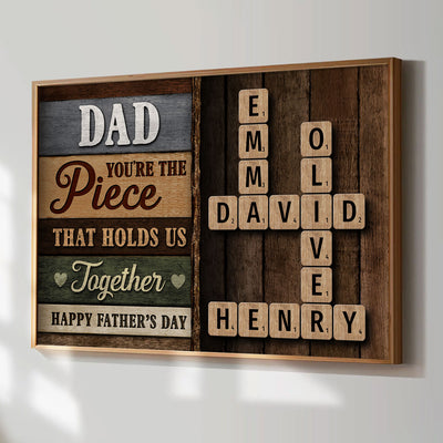 Colored Wood Pallet Dad You Are The Piece That Holds Us Together Crossword Puzzle Art Personalized Poster