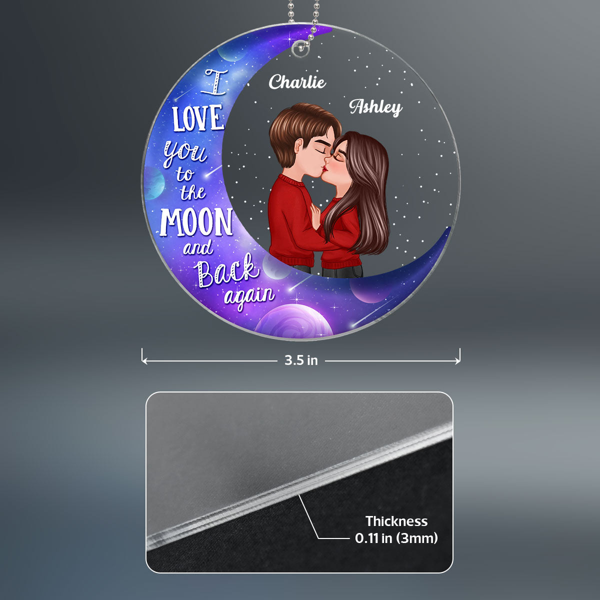 Galaxy Moon Doll Couple Kissing Personalized Acrylic Ornament