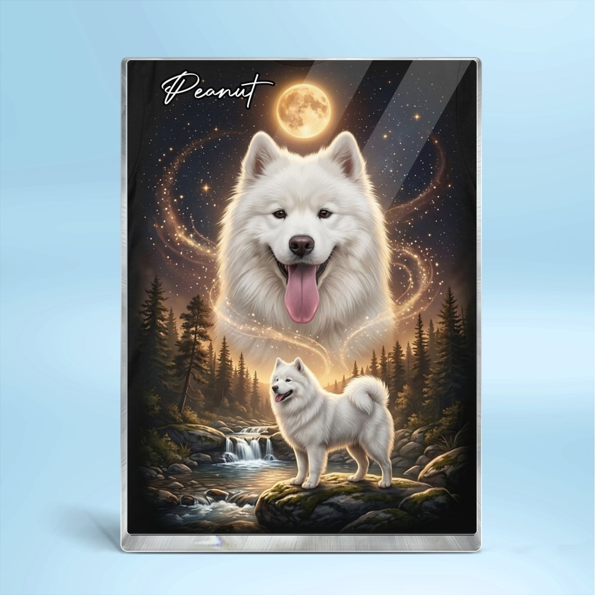 Dog Howling to the Moon - Personalized Acrylic Block Plaque - Gift for Dog, Cat Lovers, Pet Memorial Gift