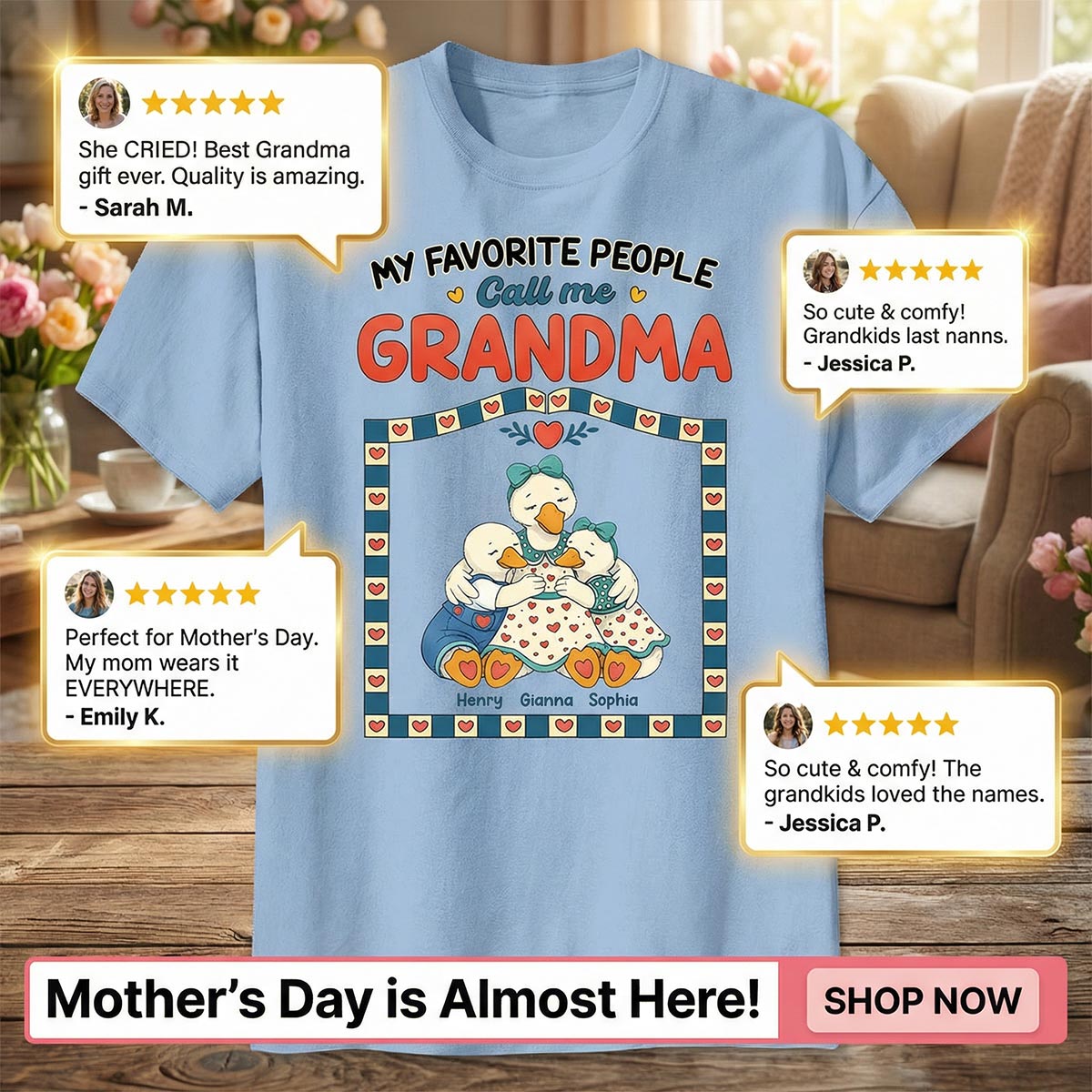 Old School Vintage Grandma Goose - Personalized Shirt - Gift For Grandma