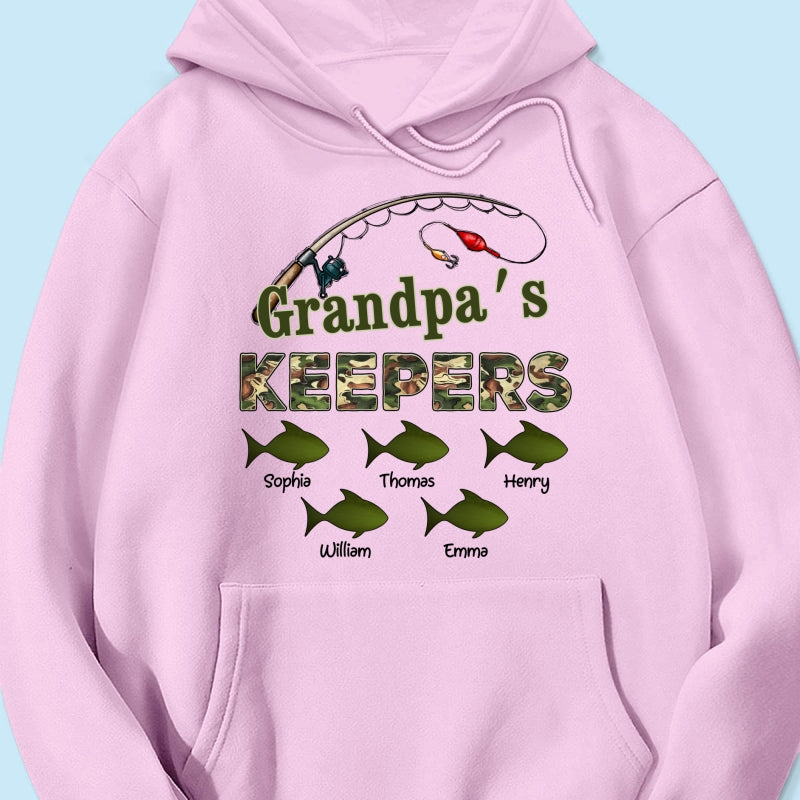 Grandpa‘s Keepers Camouflage Pattern Fishing - Personalized Shirt - Gift For Grandpa, Dad