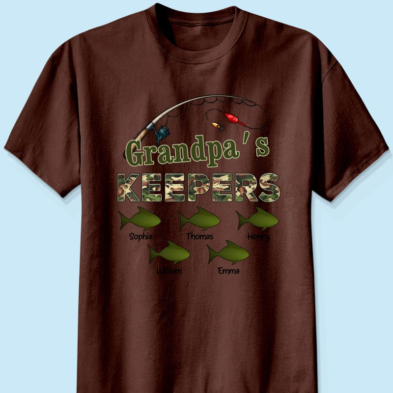 Grandpa‘s Keepers Camouflage Pattern Fishing - Personalized Shirt - Gift For Grandpa, Dad