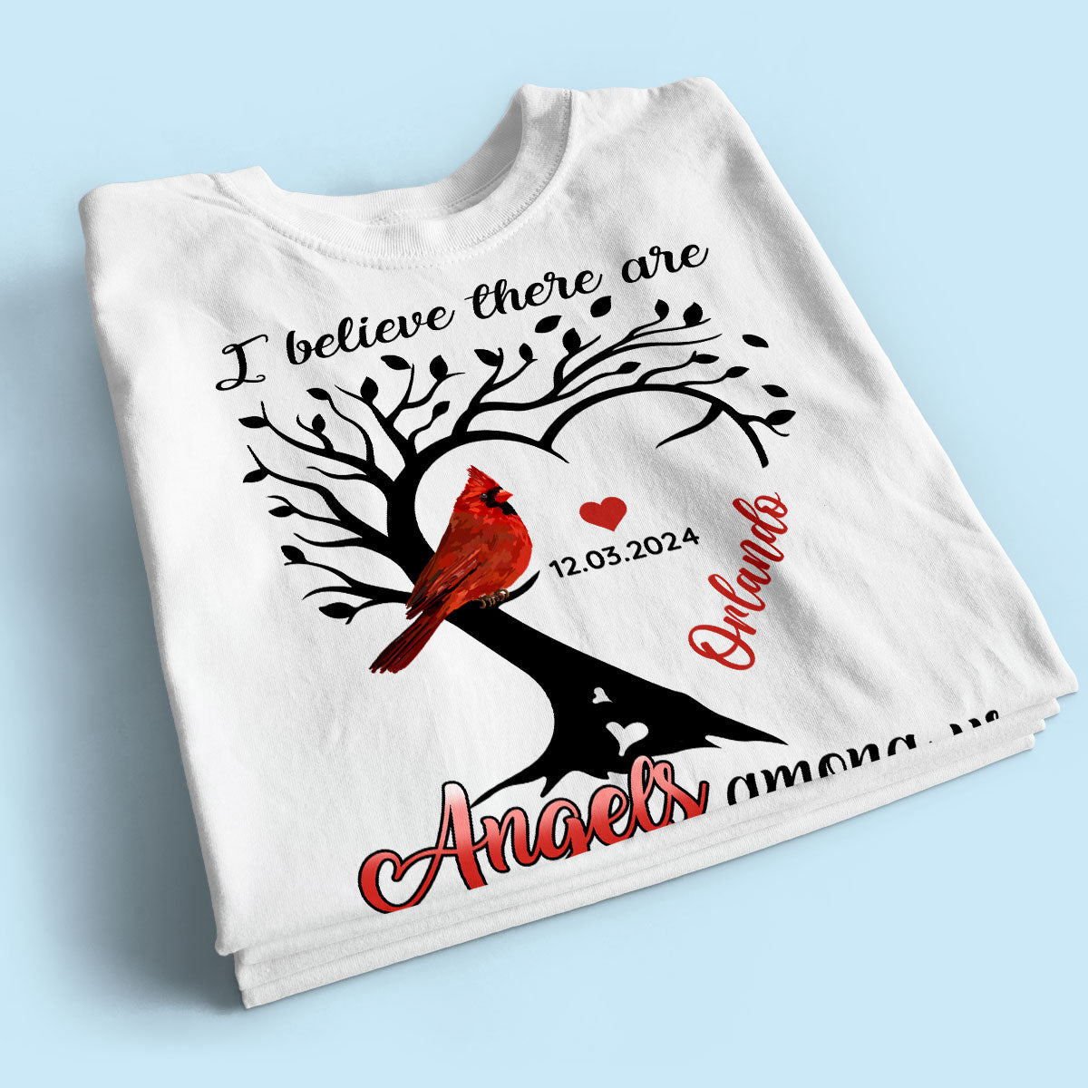 Cardinal Heart Personalized Shirt Memorial Sympathy Shirt
