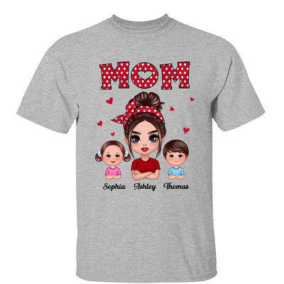 Polka Dot Pattern Mom With Kids Personalized Shirt