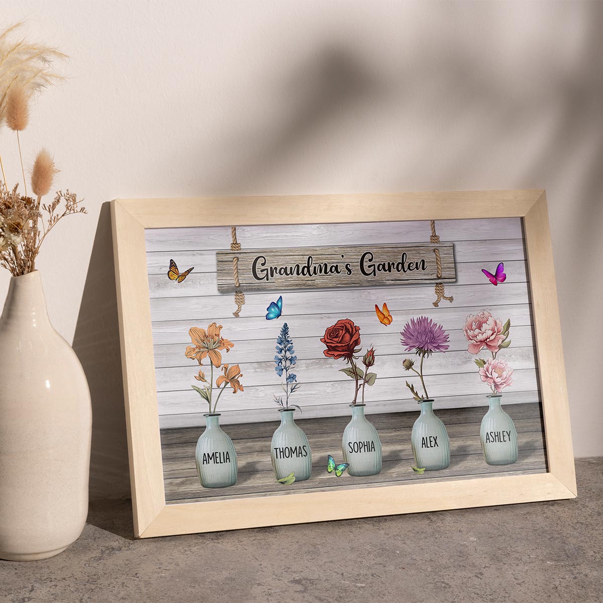 Custom Birth Month Flowers Poster, Gift For Grandma, Mom, Auntie