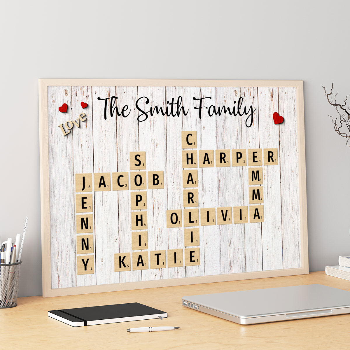 Family Love Crossword Puzzle Art - Personalized Poster - Christmas Gift For Family, Dad, Mom, Brother, Sister