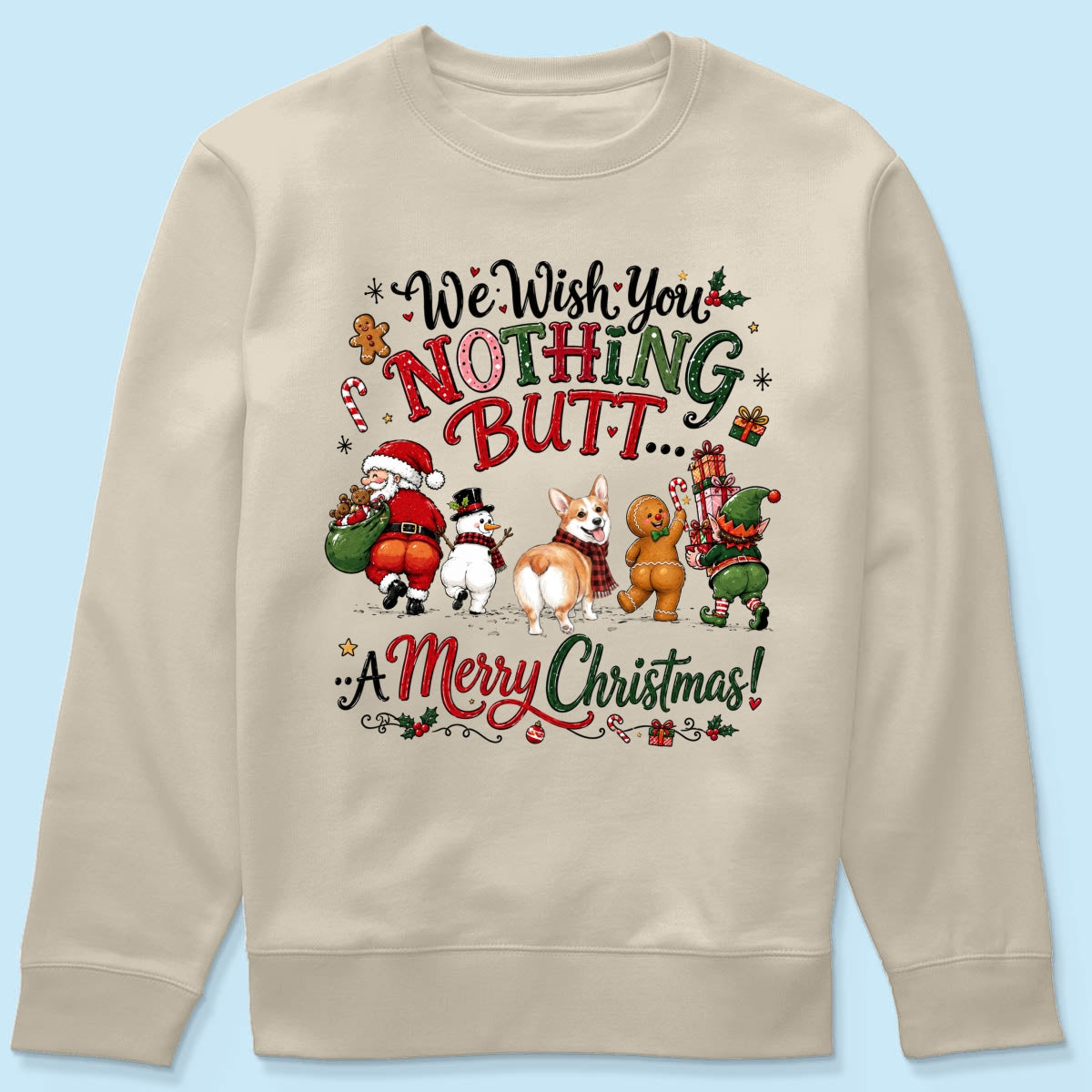 We Wish You Nothing Butt a Merry Christmas - Personalized Shirt - Funny Christmas Holiday Tee for Dog Moms