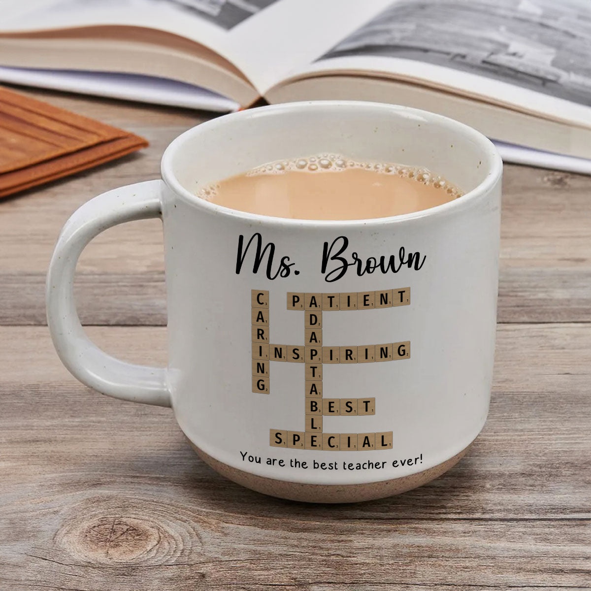 Best Teacher Coach Ever Crossword Art - Created In A Moment Personalized Pottery Mug