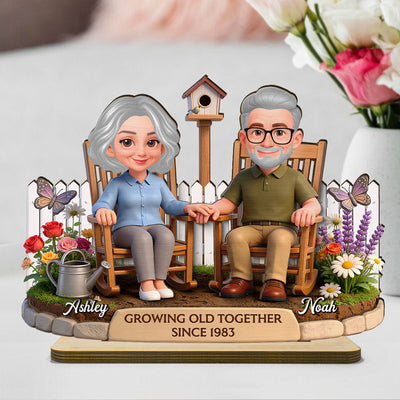 Eternal Love Couple Backyard Garden Growing Old Together - Personalized 2-Layer Wooden Plaque - Heartfelt Valentine's Day, Anniversary Gift For Couple, Gift For Him, For Her