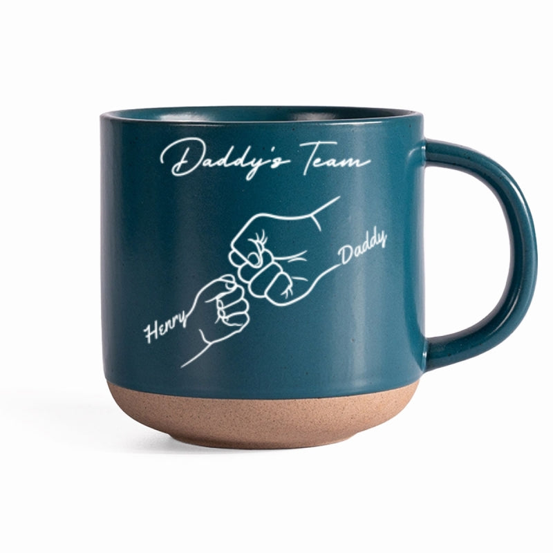 Daddy's Team Fist Bump - Personalized Pottery Mug - Gift For Dad