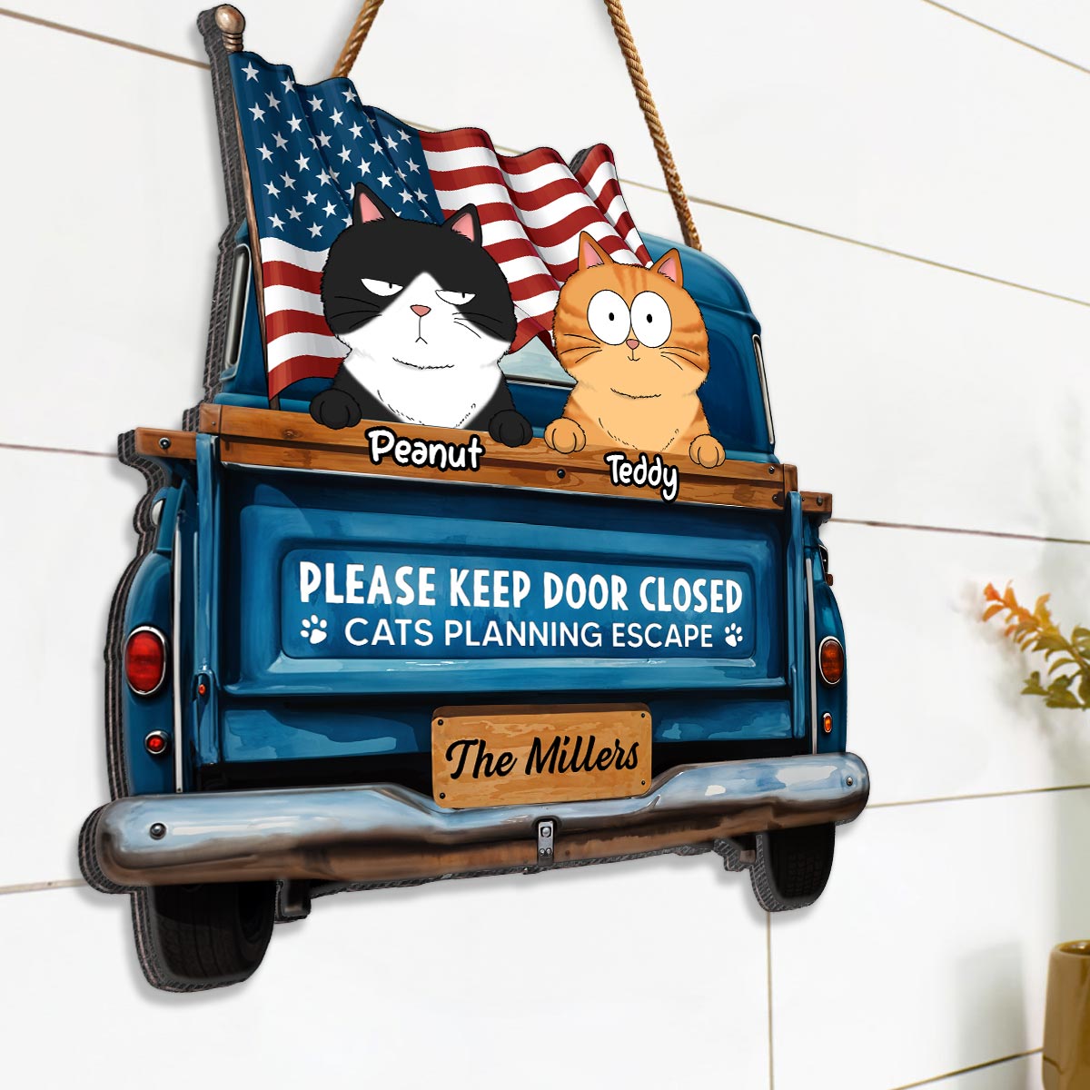Cats Planning Escape Truck Personalized Wood Sign
