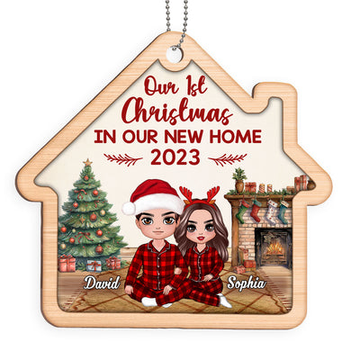Couple In House First Christmas Together Since Personalized House Shaped Wooden Ornament