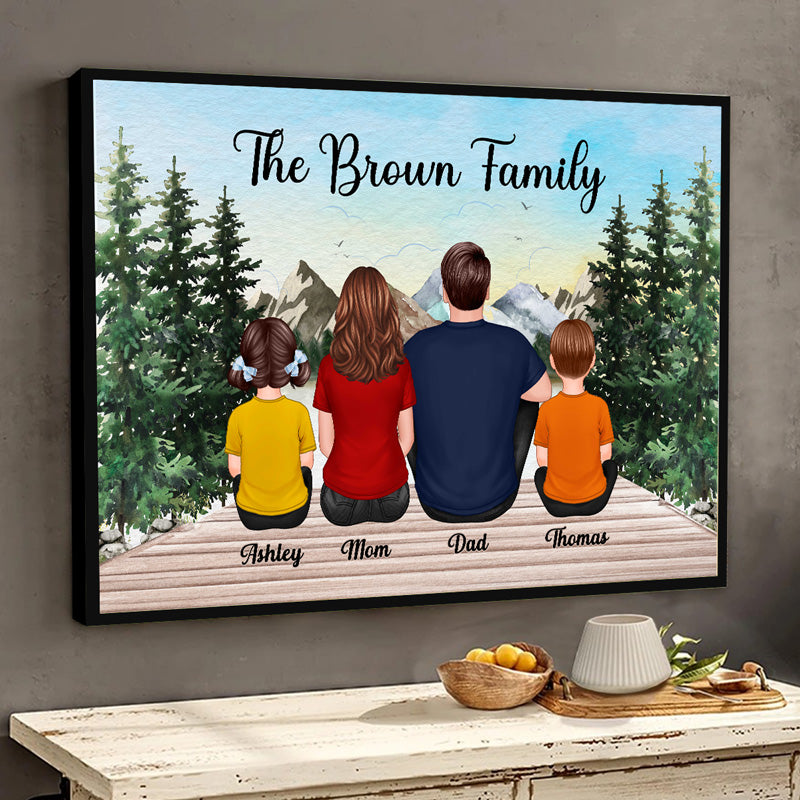 Family Sitting Beautiful Landscapes Personalized Poster