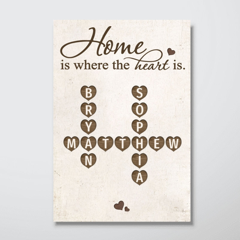 Home Is Where The Heart Is Crossword Art Puzzle Personalized Poster