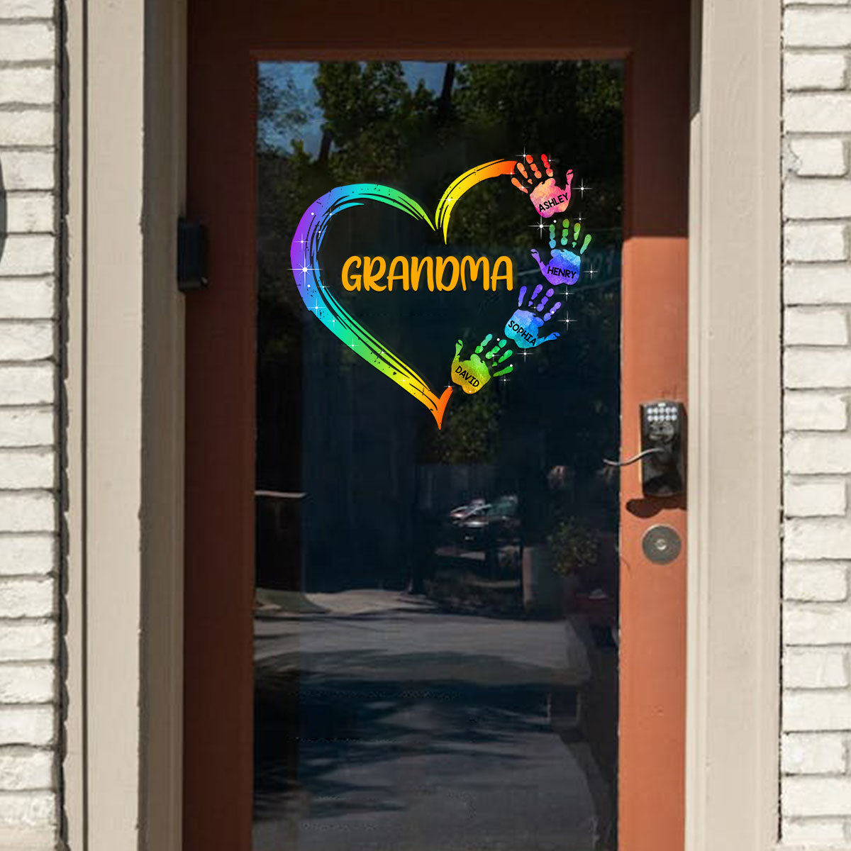 Grandma Mom Heart Hand Print Personalized Decal