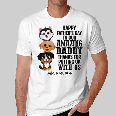 Watercolor Cute Dogs Thanks For Putting Up With Us Dog Dad Personalized Shirt