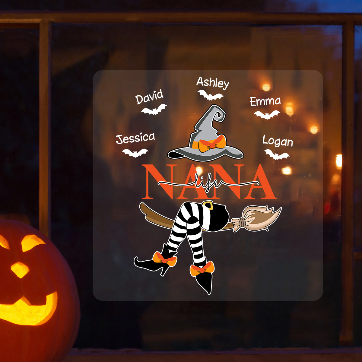 Grandma Life Witch On Broom Personalized Decal, Halloween Decor