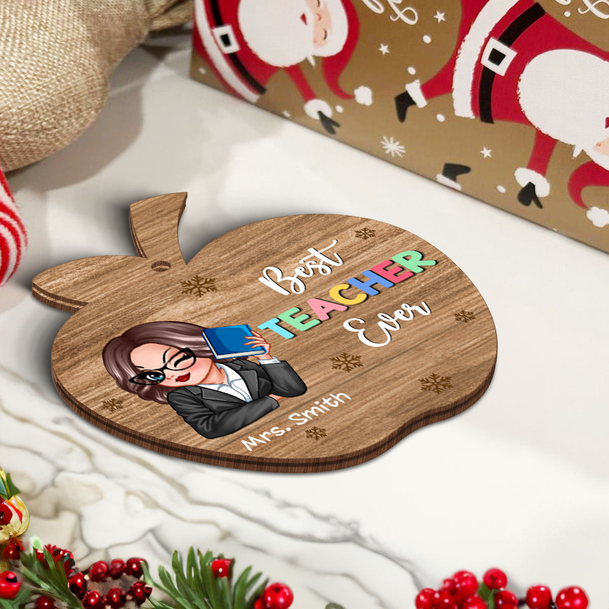 Best Teacher Ever Gift Card Holder Ornament, Personalized Christmas Ornament, Christmas Gift For Teachers, Thank You Gift, Appreciation Gift