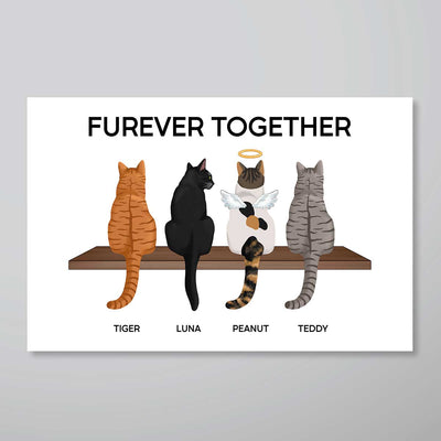 Furever Together Cat Portrait Prints Cats On A Shelf Personalized Poster