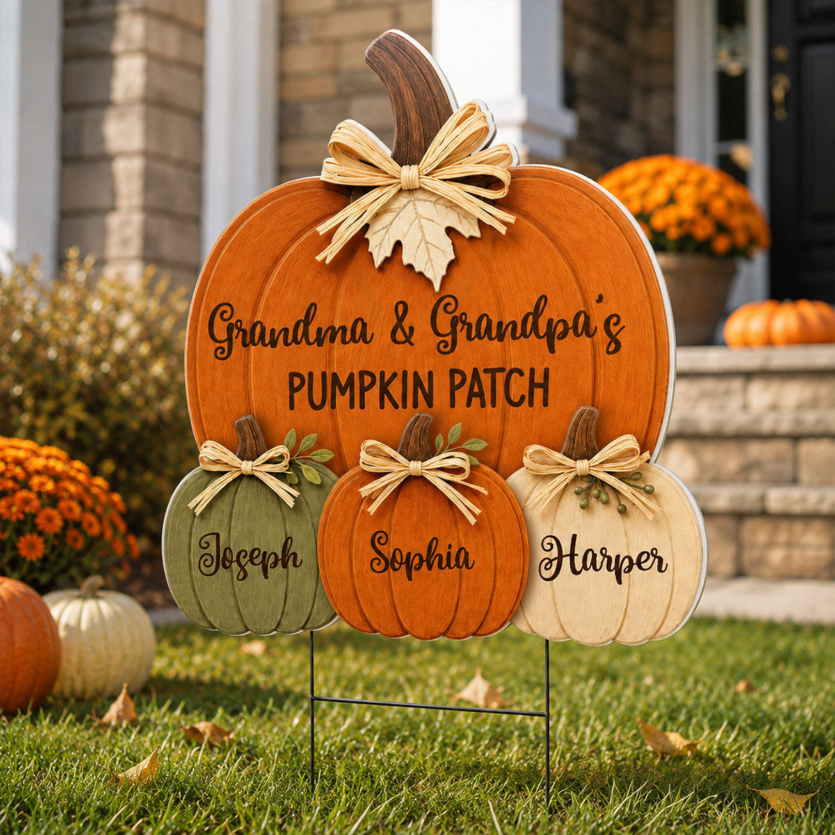 Cozy Rustic Fall Vibe Grandpa Grandma's Pumpkin Patch - Personalized Yard Sign - Fall Decor For Grandparents