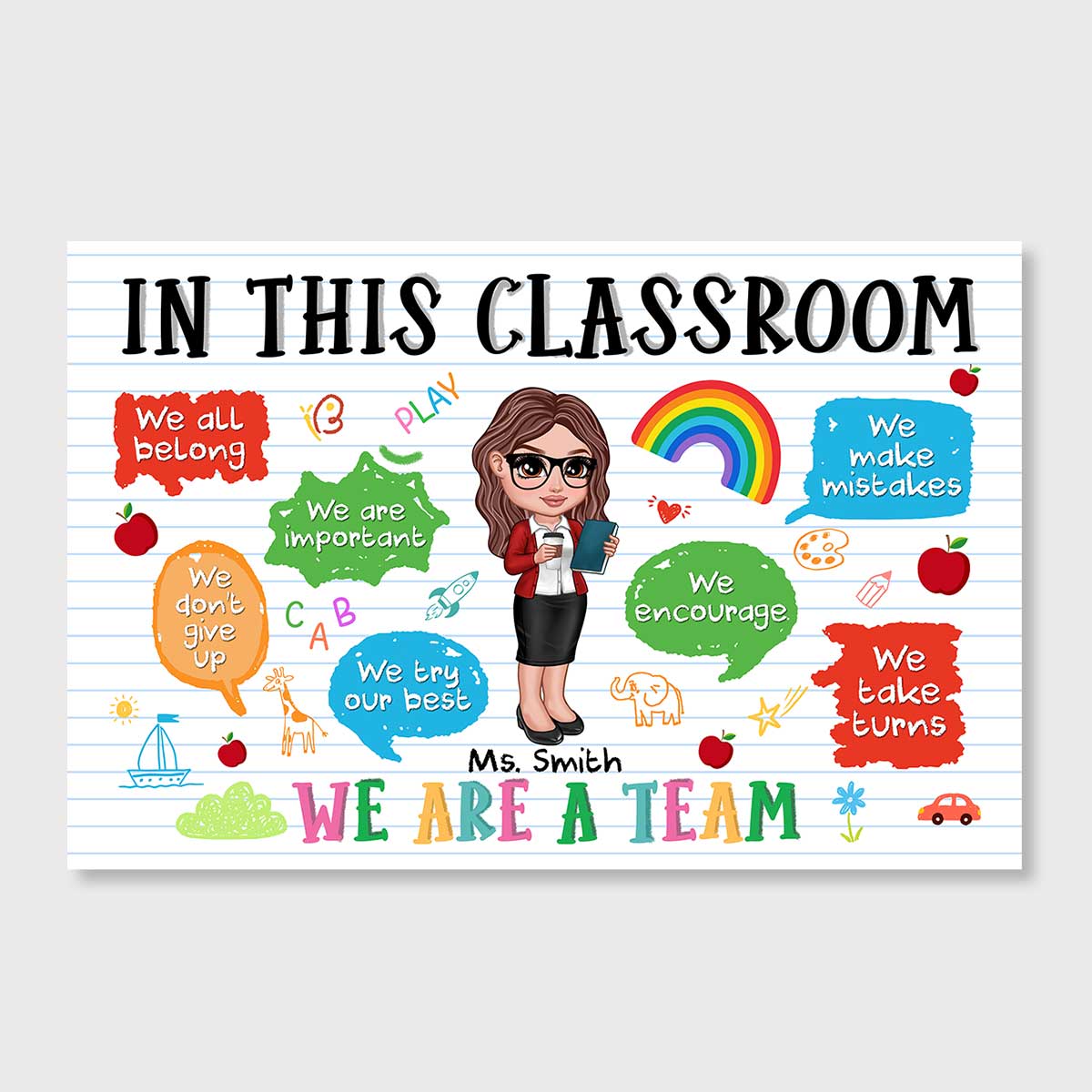 Adorable Teacher Personalized Poster, Gift For Teacher, Appreciation Gift, Back To School, Teacher Classroom Decor
