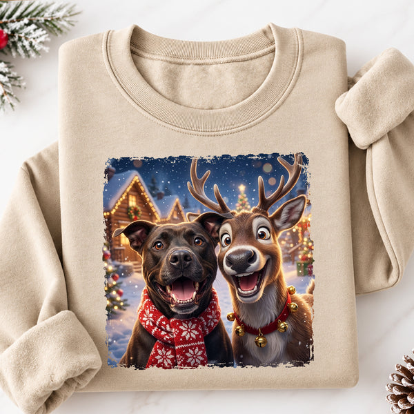 Dog Cat Selfie with Reindeer - Personalized Shirt - Funny Christmas Gi ...