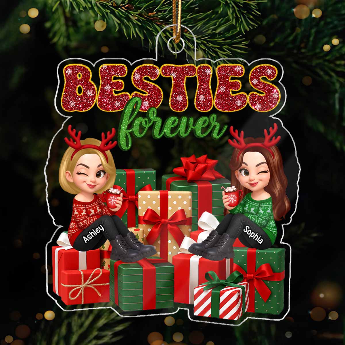 There's No Greater Gift Than Friendship Christmas - Personalized Acrylic Ornament - Gift For Besties